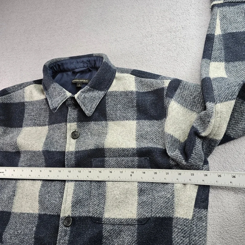 Heritage Heritage Shirt Jacket Mens L Navy Gray Buffalo Plaid Lined Button Front